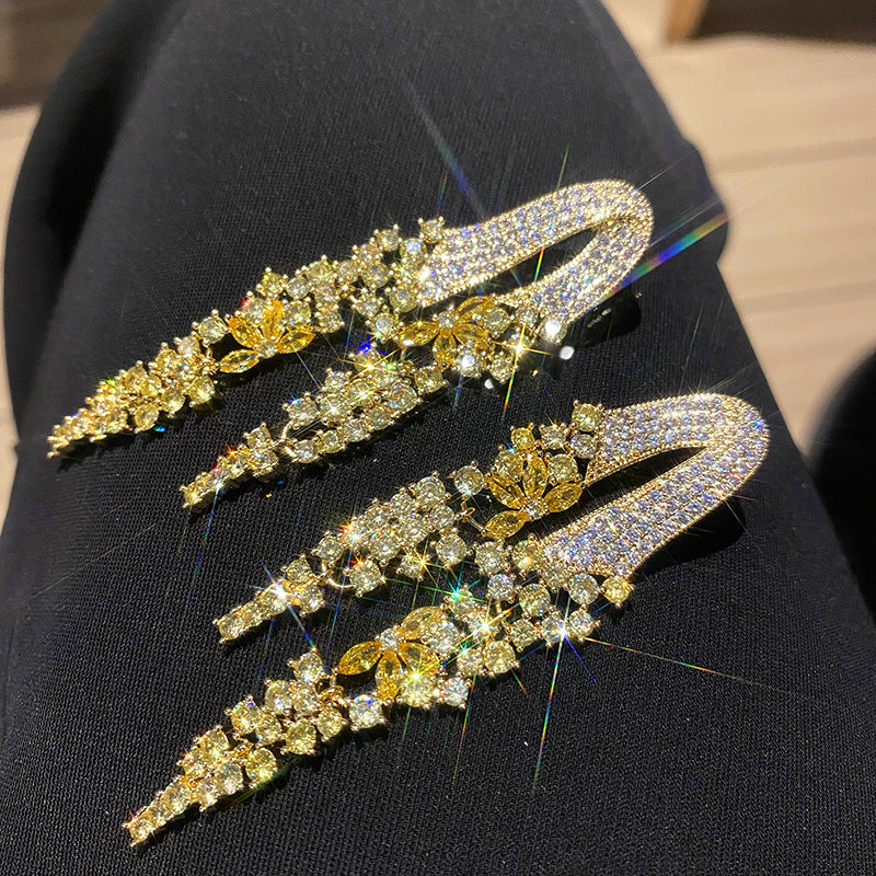 Pre Order:  Zircon Long Tassel Earrings