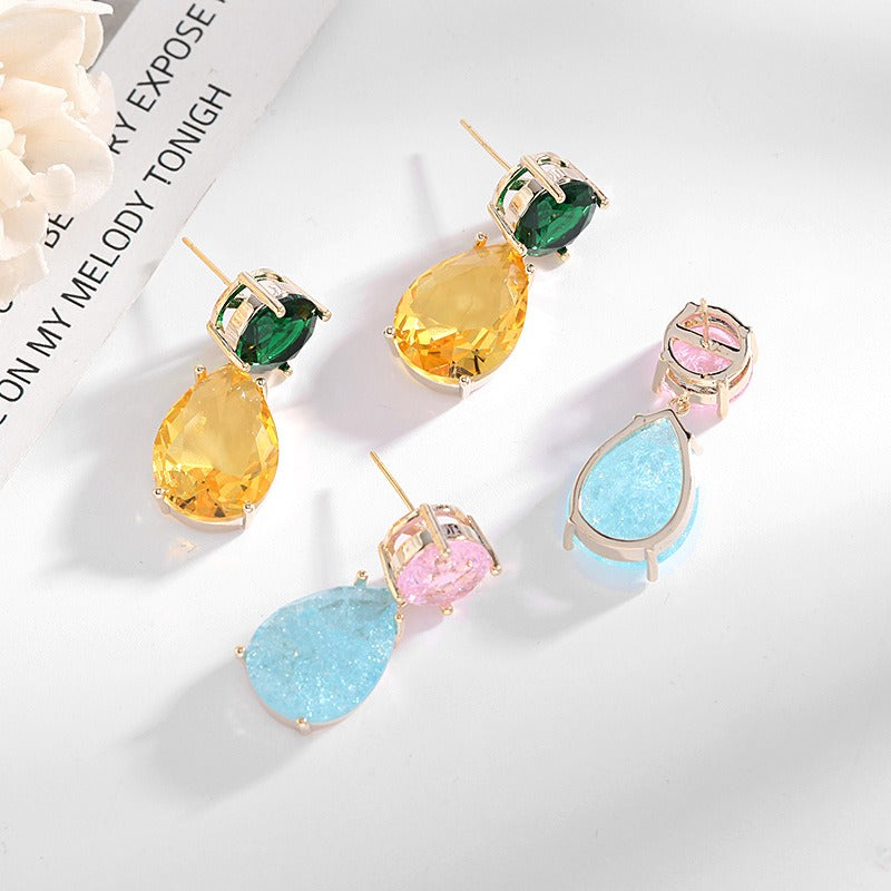 Pre Order:  Color Block Ice Cracked Water Drop Earrings