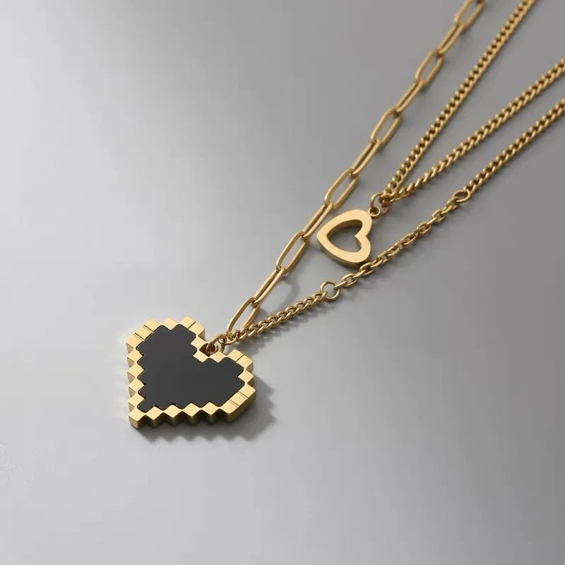 Pre Order:  Dot Matrix Heart Pendant Necklace