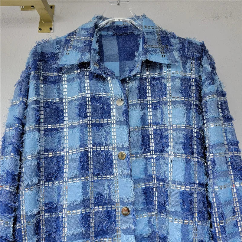 Lattice Plaid Long Sleeves Shirt