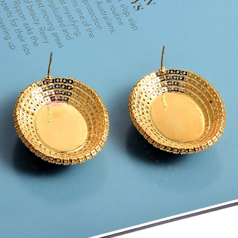 Pre Order:  Rhinestones Oval Faux Pearl Earrings