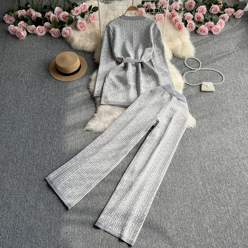 Pre Order:  Two-Piece Knitted Top + Wide Leg Pants