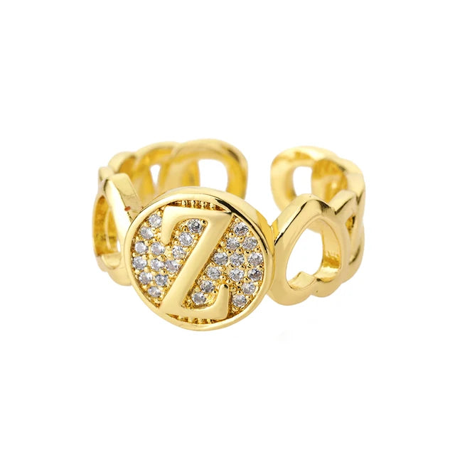 Pre Order:  Alphabet Gold Plated Resizable Ring