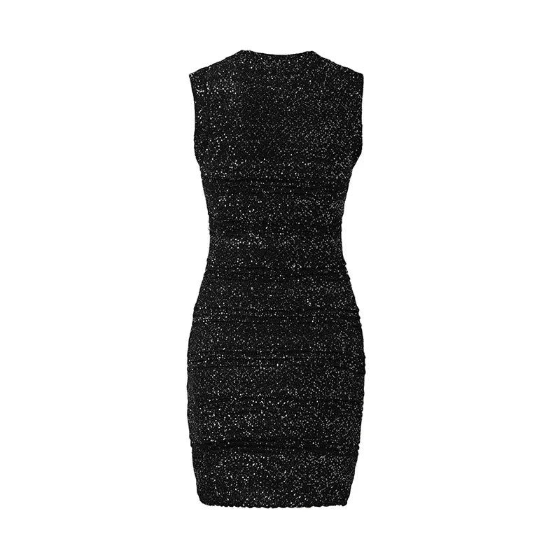 Pre Order:  Sequin Waist Cinching Knitted Camisole Dress