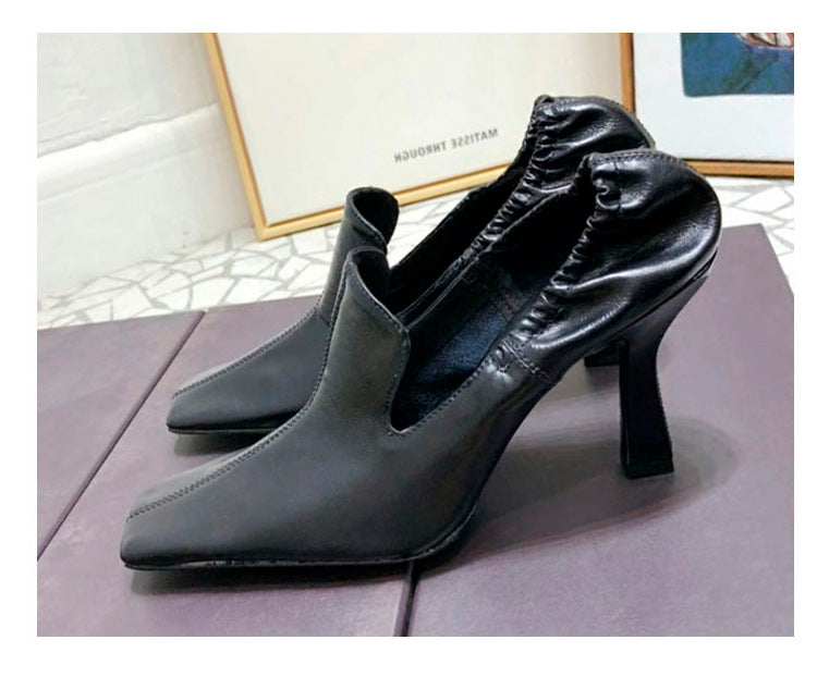 Pre Order:  Square Toe Stiletto Heels Retro Shoes