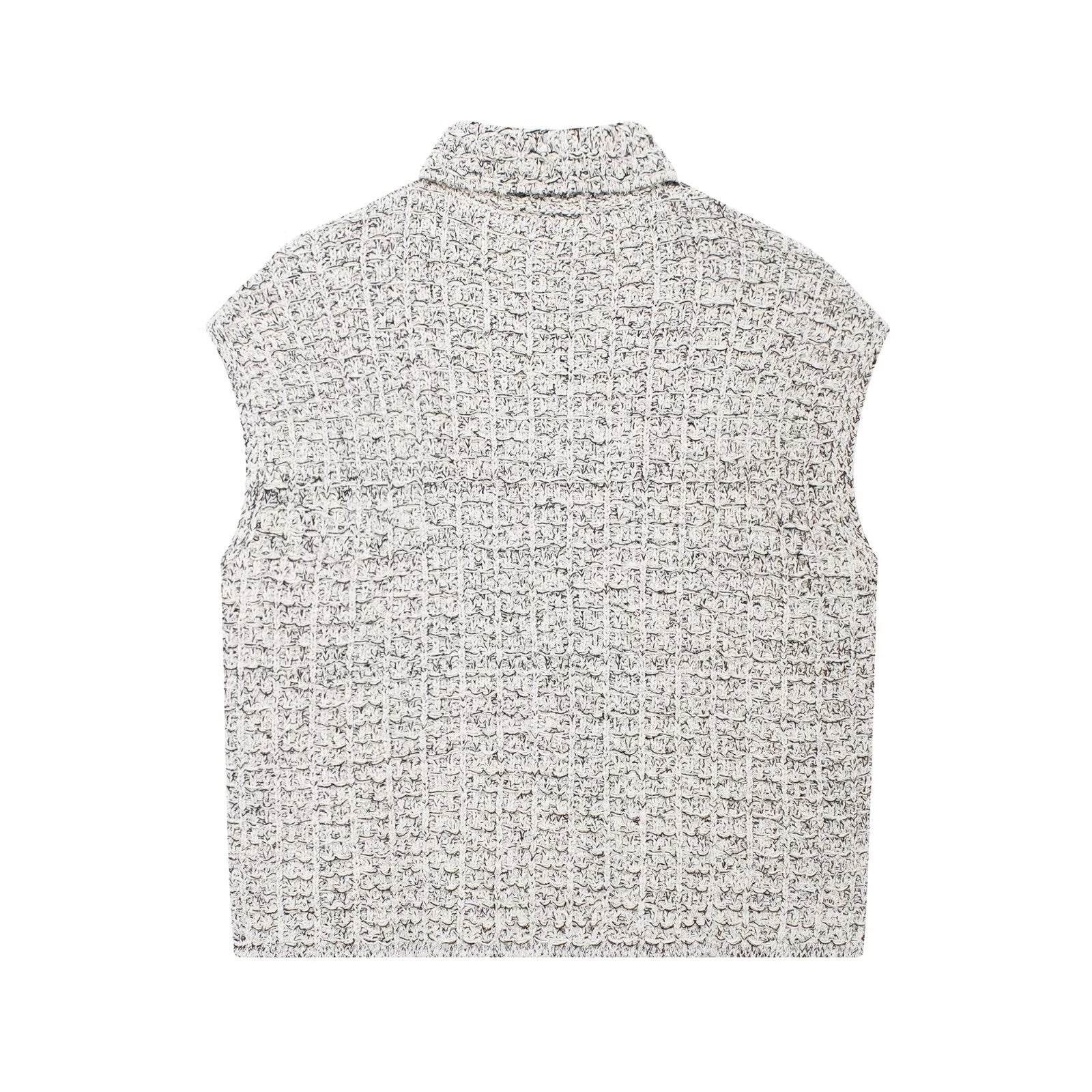 Pre Order:  Metallic Grey Textured Knit Vest