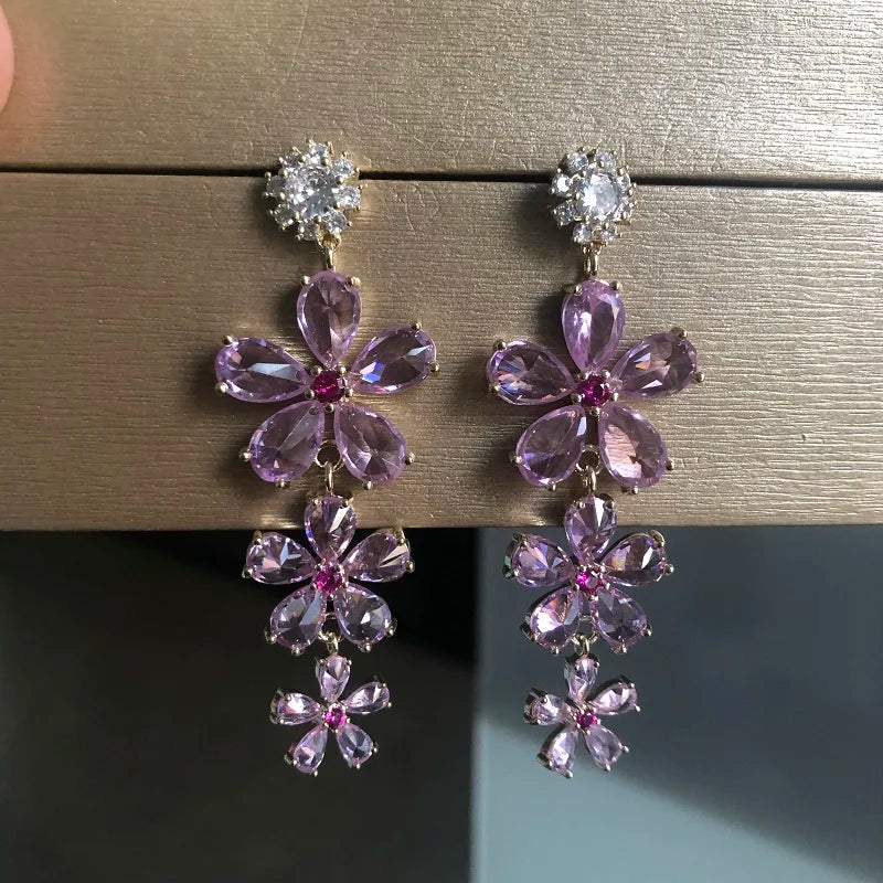 Pre Order: Candy Color Flower Zircon Earrings