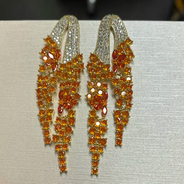 Pre Order:  Zircon Long Tassel Earrings