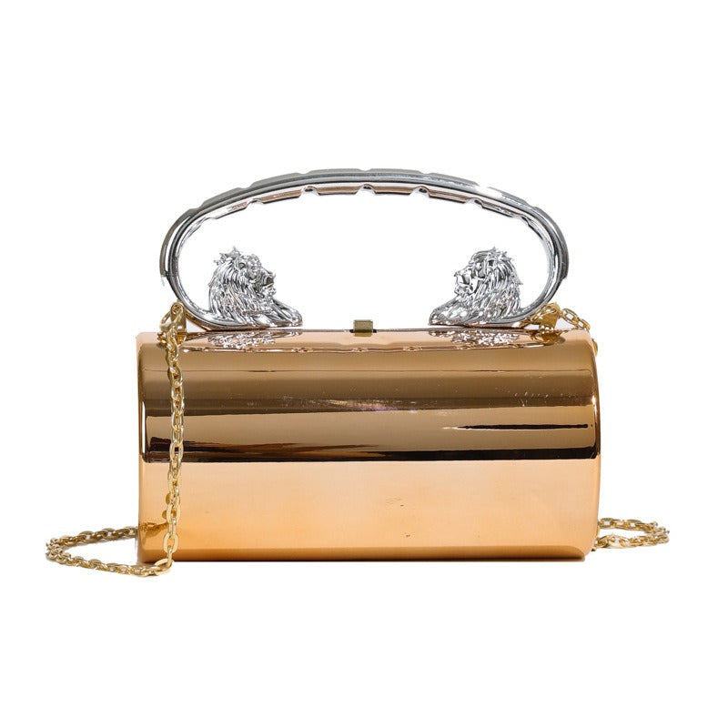 Pre Order: Metallic Cylindrical Magnetic Snap Handbag