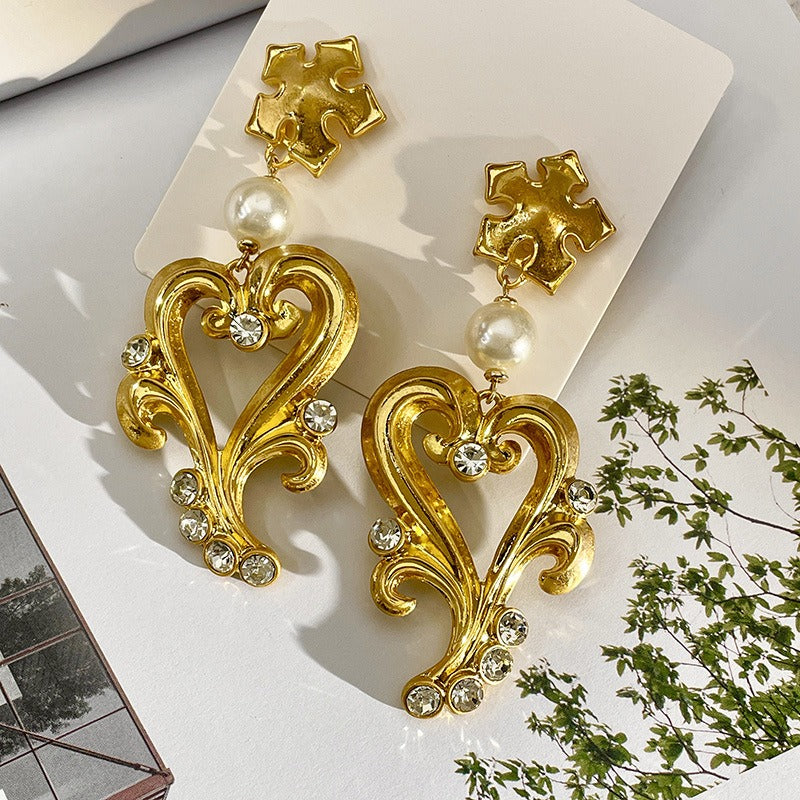 Pre Order:  Retro Heart-Set Drop Earrings