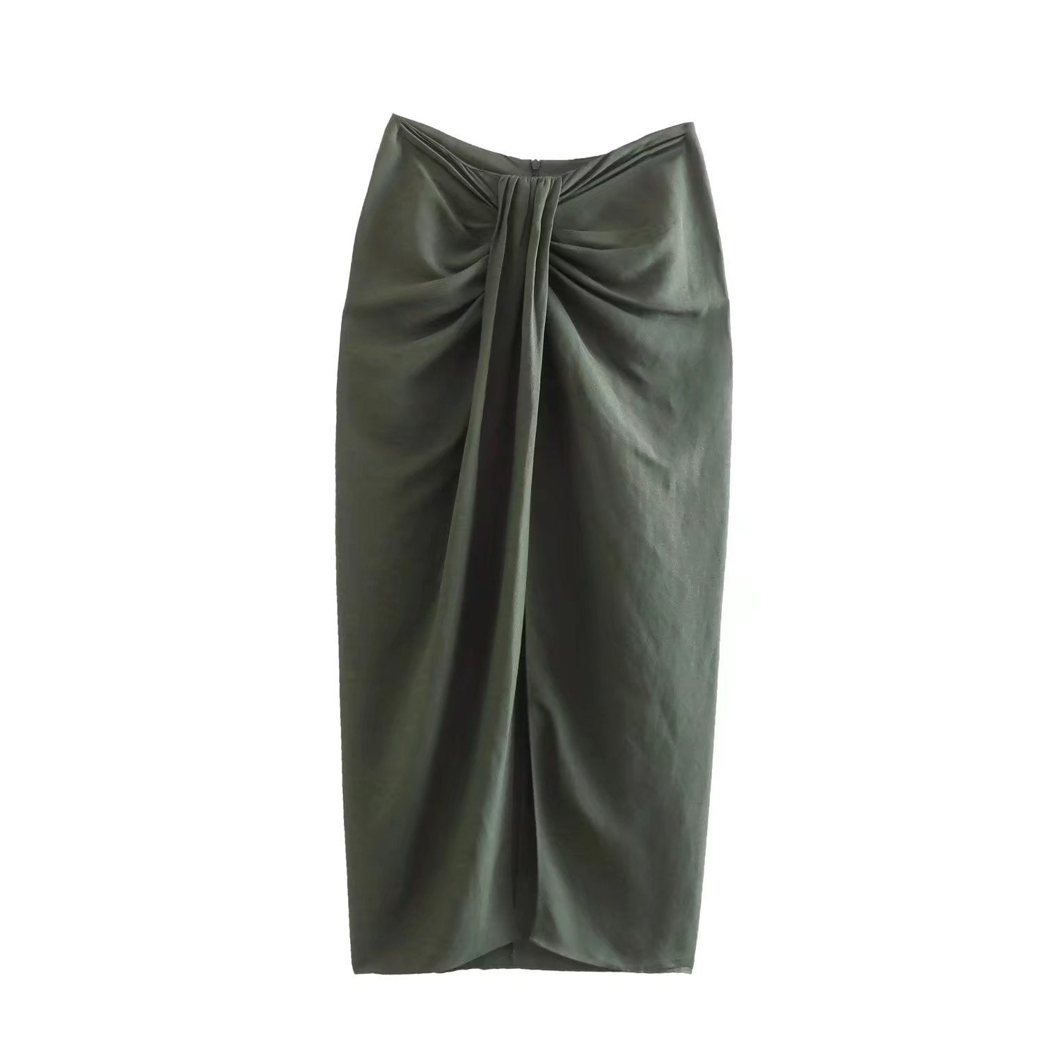 Pre Order: Elegant Olive Green Two-Piece Skirt Set