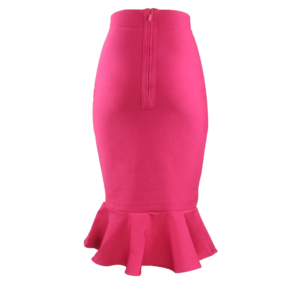 Pre Order:  Elastic High Waisted Ruffled Bandage Skirt