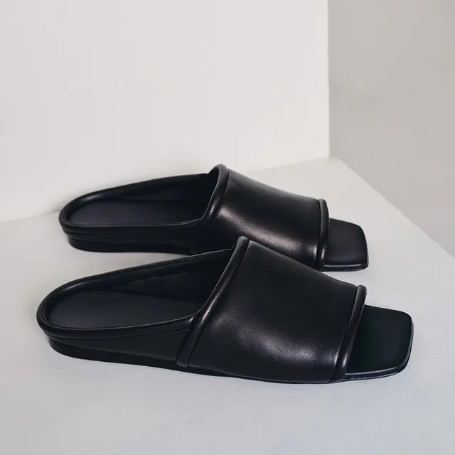 Pre Order:  Flat Mule Square Toe Slippers