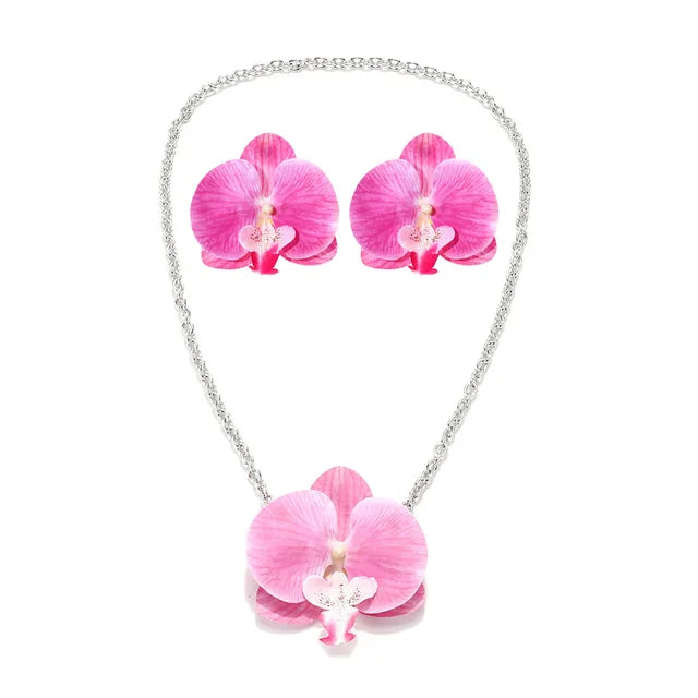 Pre Order: Flower Pendant Necklace + Earrings Set