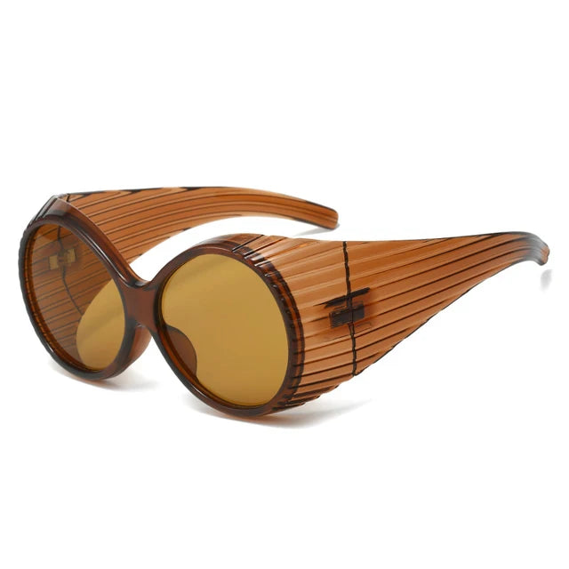 Pre Order:  Oversized Striped Texture Temples Sunglasses