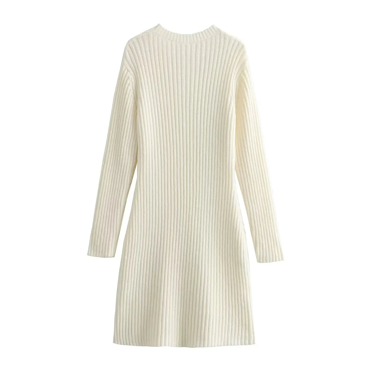 Pre Order:  Knitted Long Sleeve Mid-Calf Dress