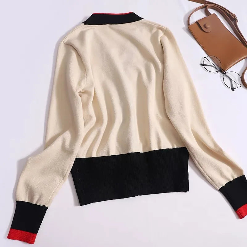 Pre Order:  Contrast Tri-Color Knit Cardigan