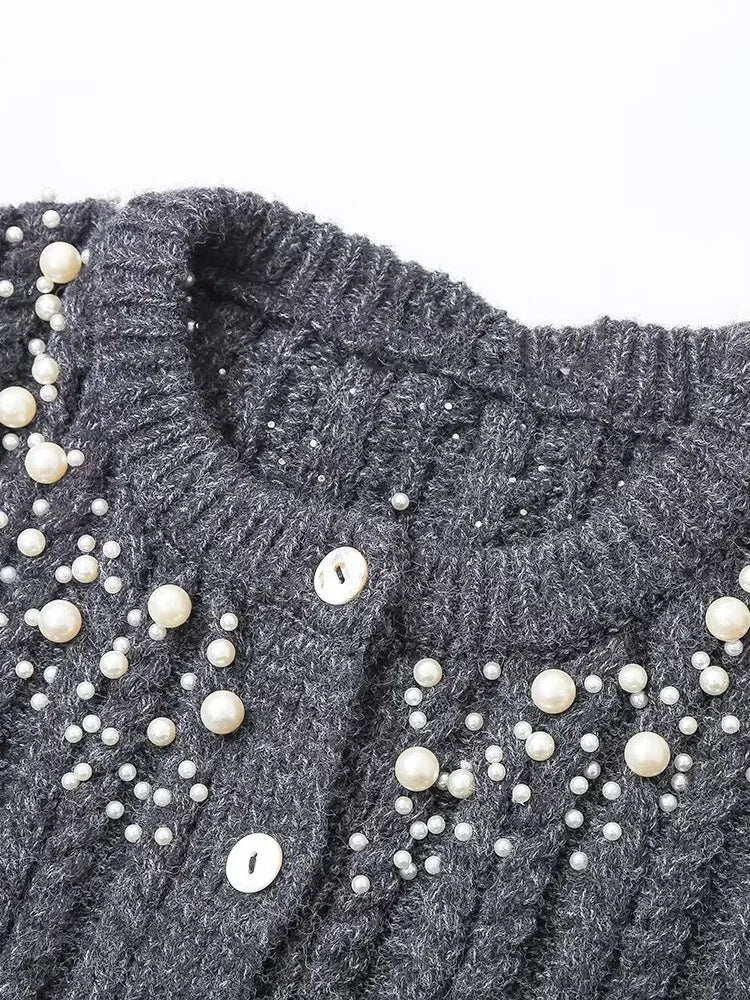 Pre Order:  Pearl Embellished Knitted Cardigan