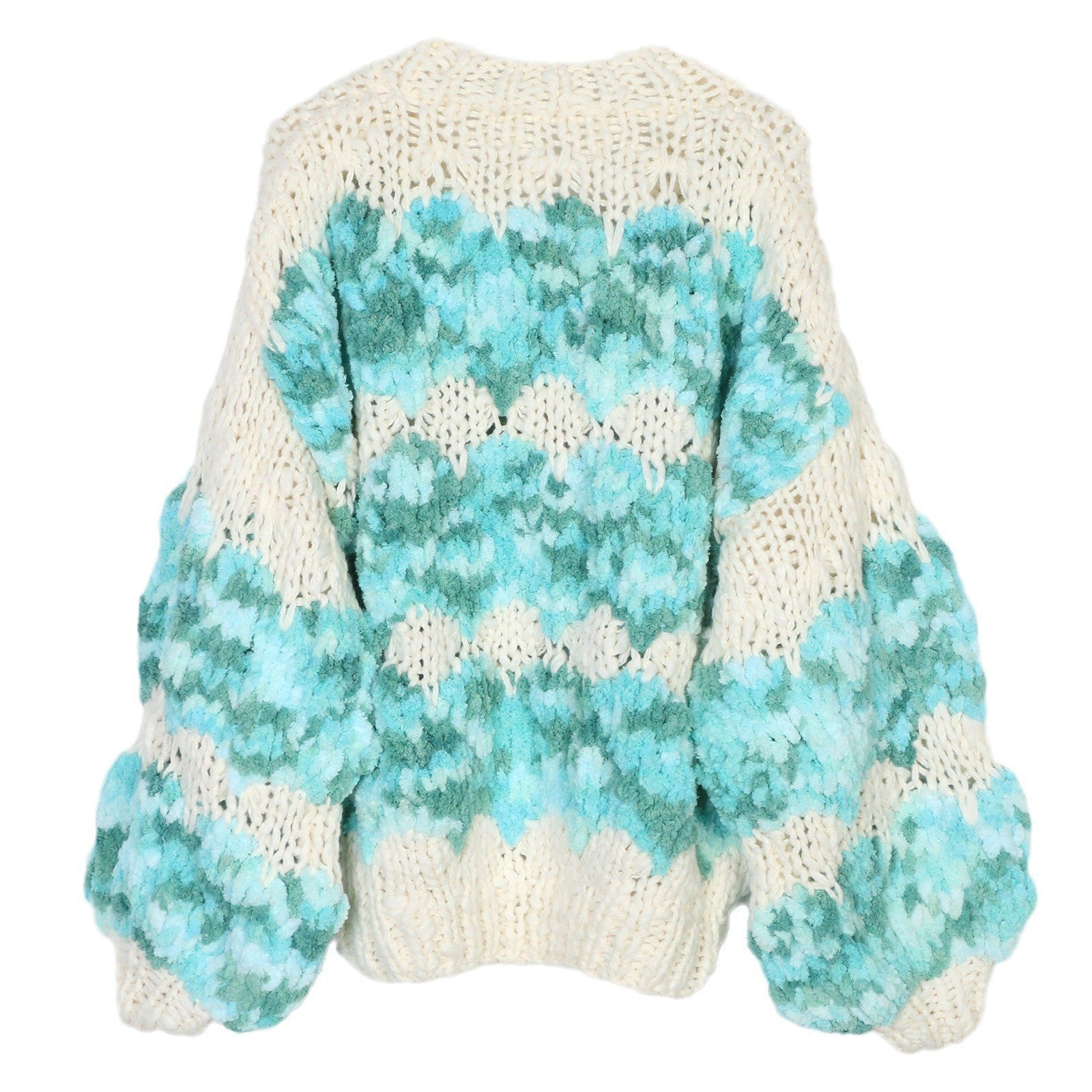 Pre Order: Gradient Color V-Neck Wool Knitted Cardigan