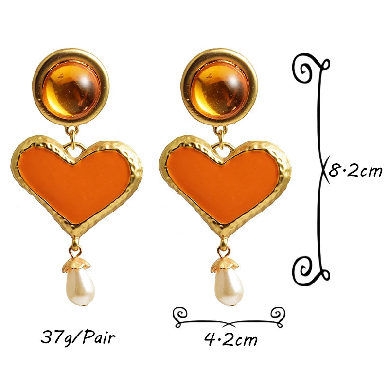 Pre Order:  Hearts Faux Pearls Dangle Earrings