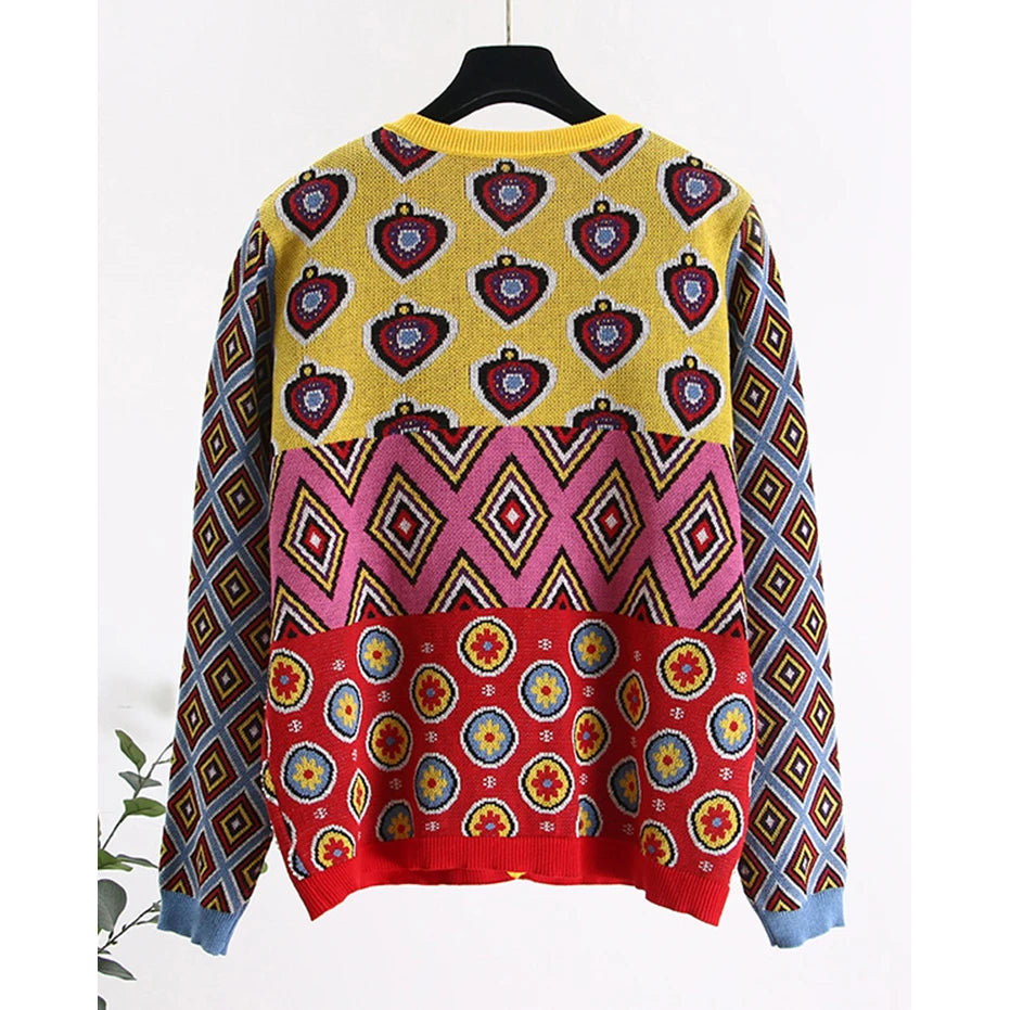 Geometric Vintage Open Stitch Cardigan