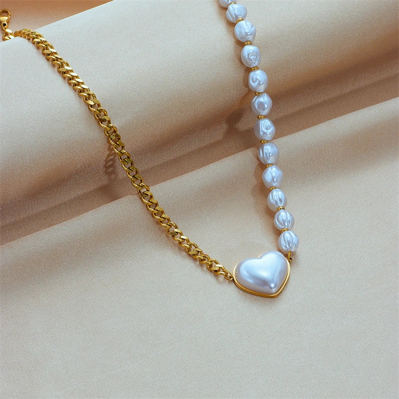 Pre Order:  White Heart Bead Chain Necklace