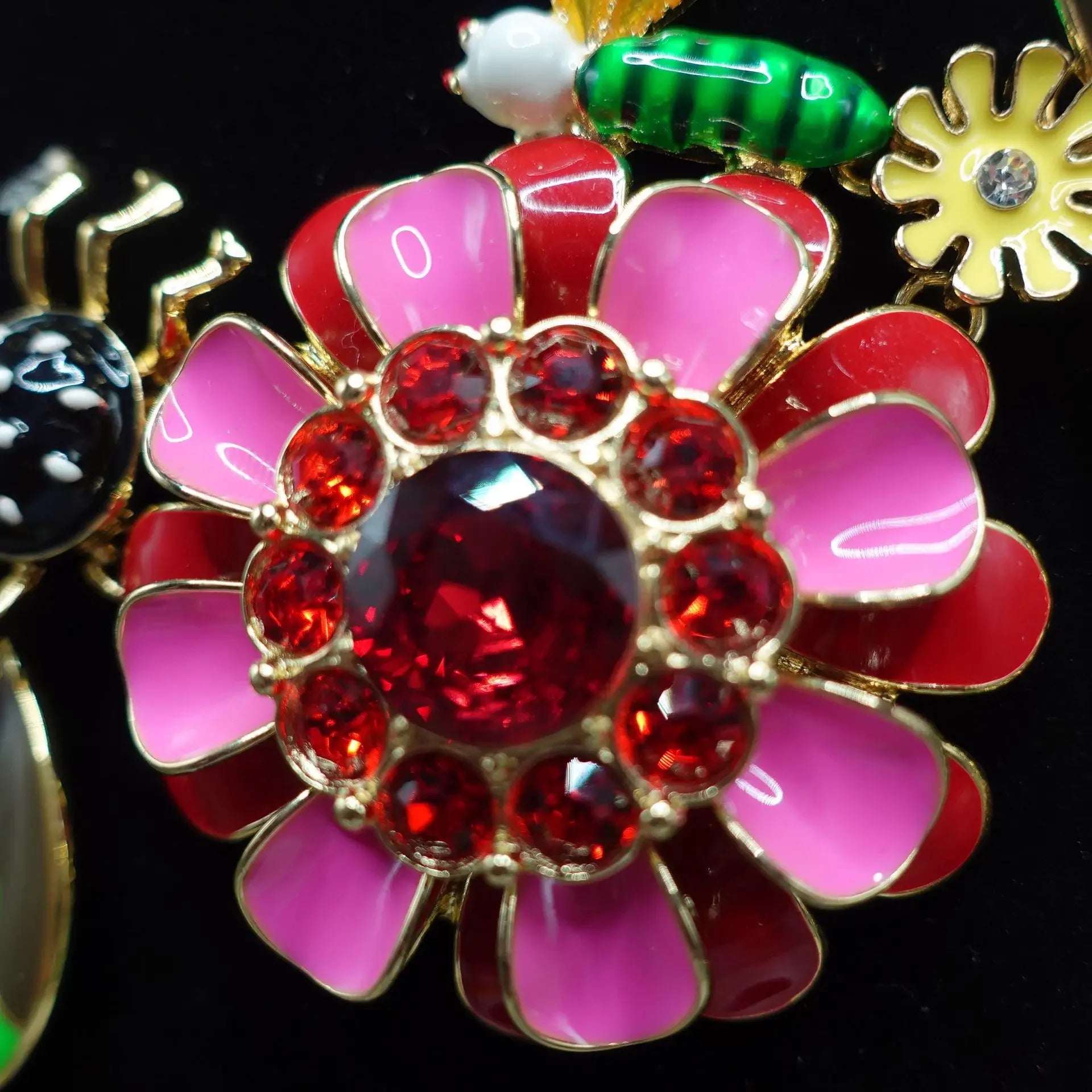 Pre Order:  Exaggerated Bright Flowers Insect Necklace