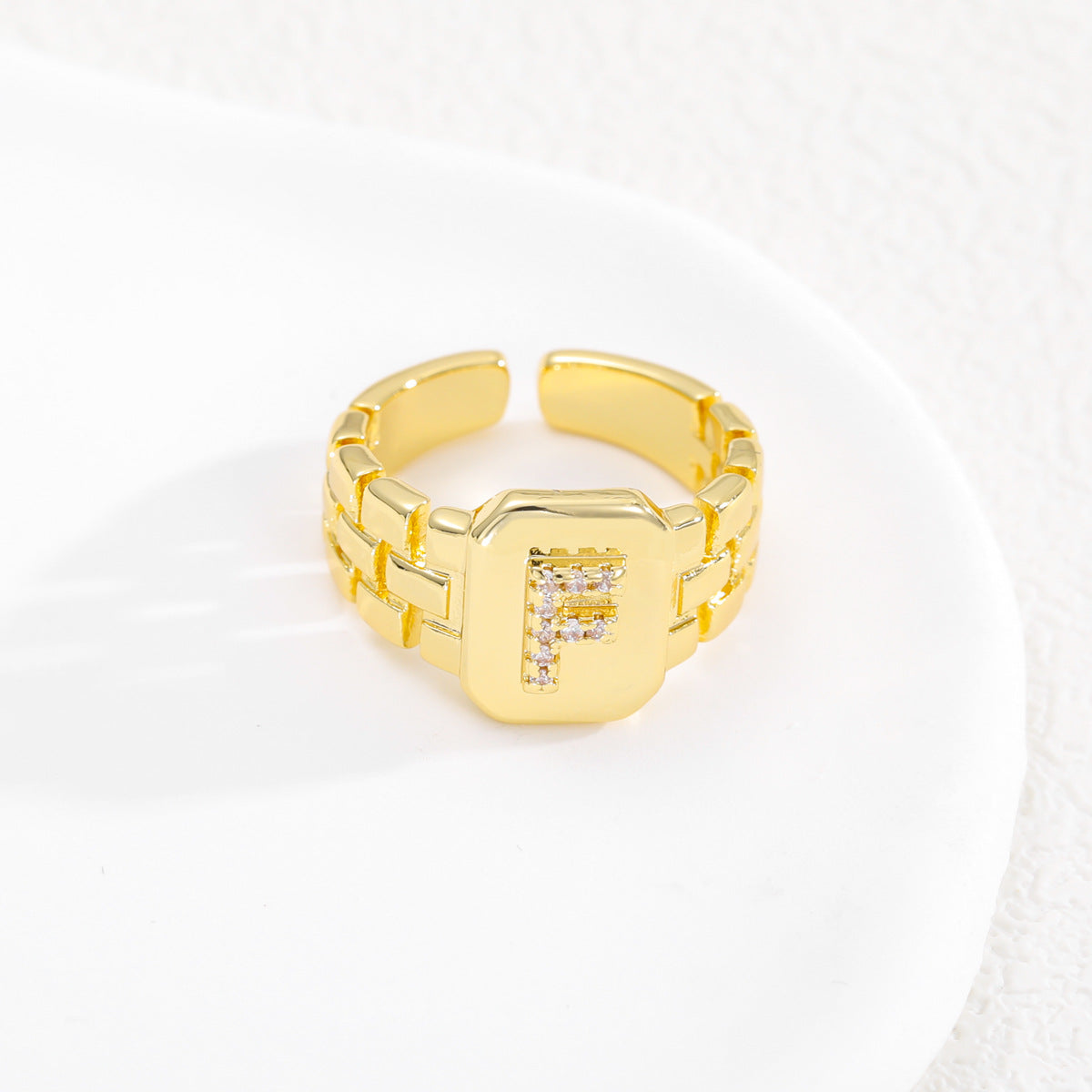 Pre Order:  Letter Series Strap Design Open Ring