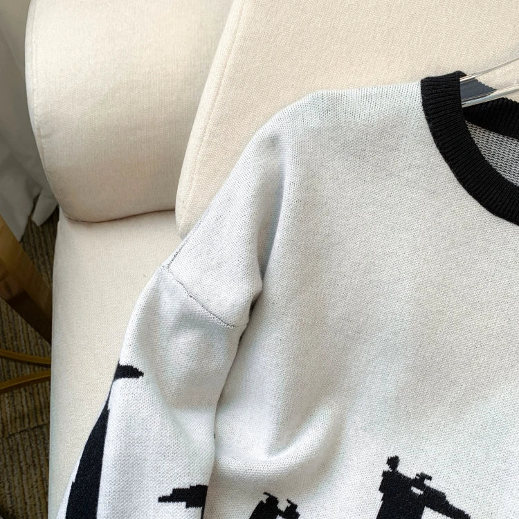 Pre Order:  Giraffes Contrast Knitted Sweater