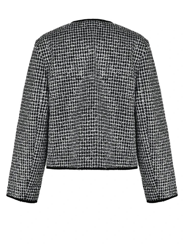 Tweed Round Neck Loose Jacket