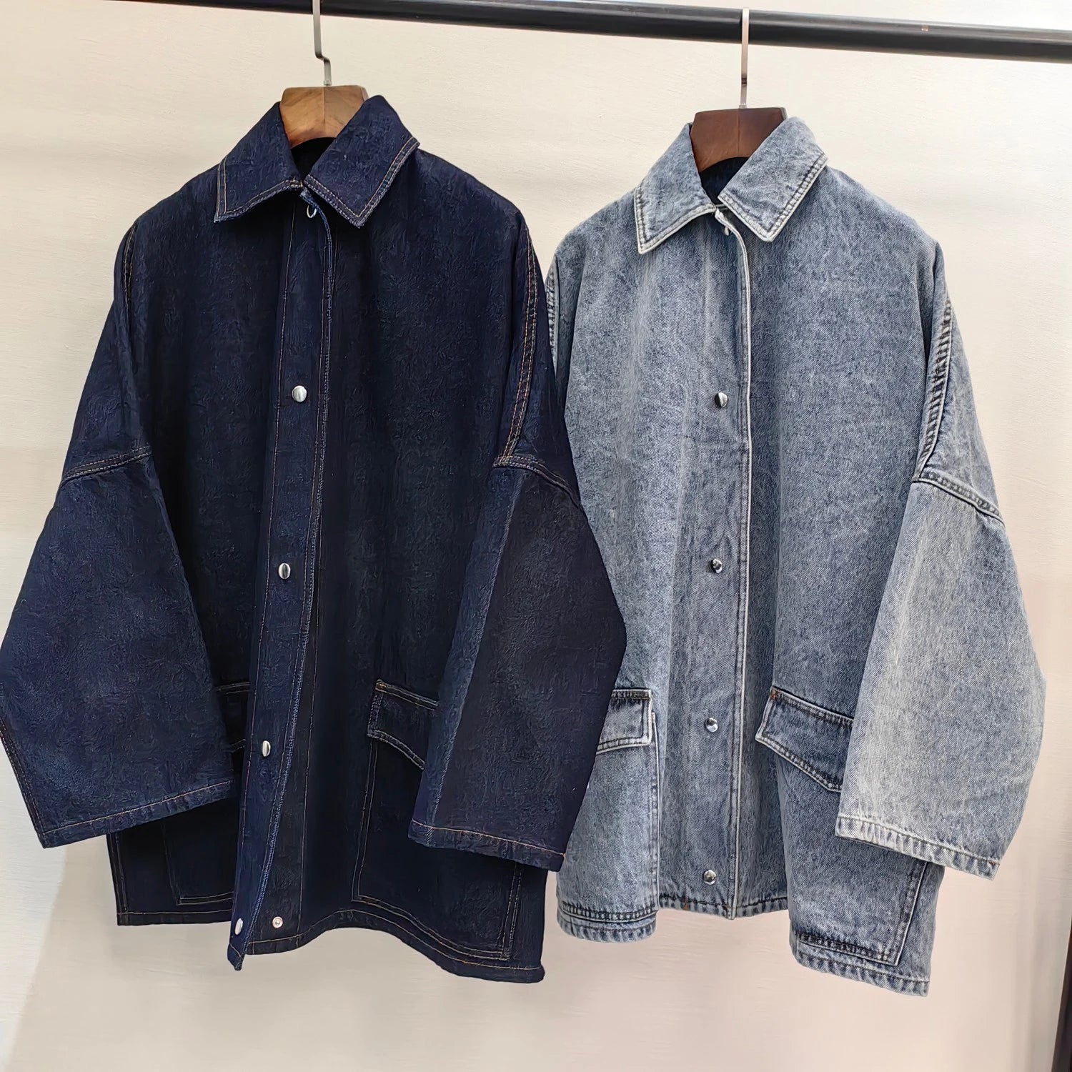 Pre Order:  Large Cotton Drop Shoulder Retro Denim Jacket