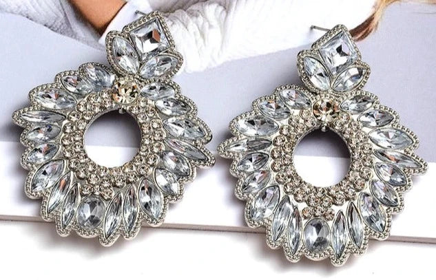 Pre Order:  Rhinestone Wreath Drop Earrings