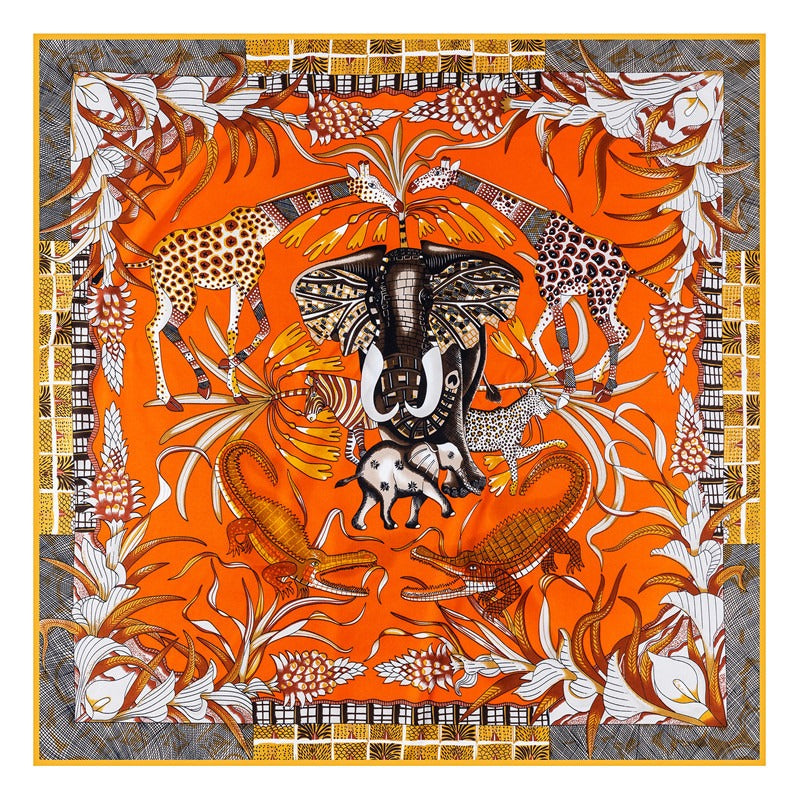 Pre Order:  Animal Kingdom Print Twill Silk Square Scarf