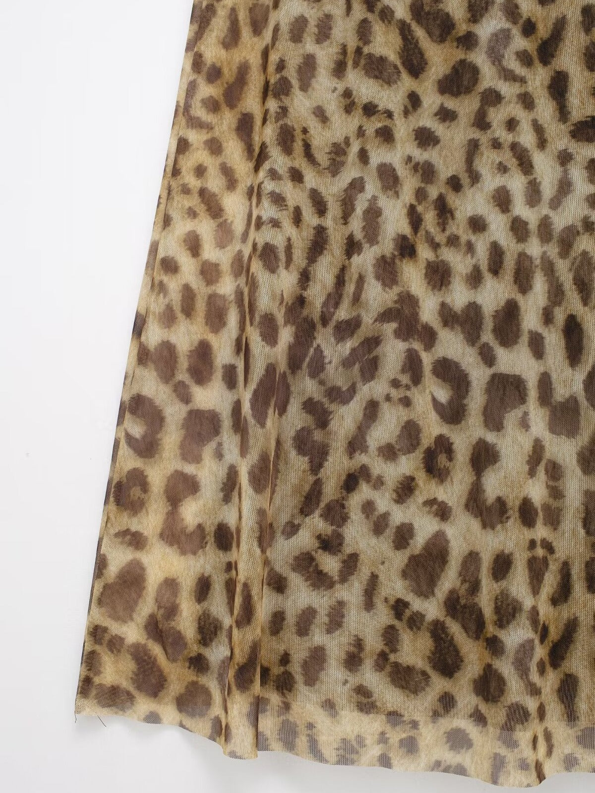 Pre Order:  Leopard Print Silk Mesh Camisole Dress