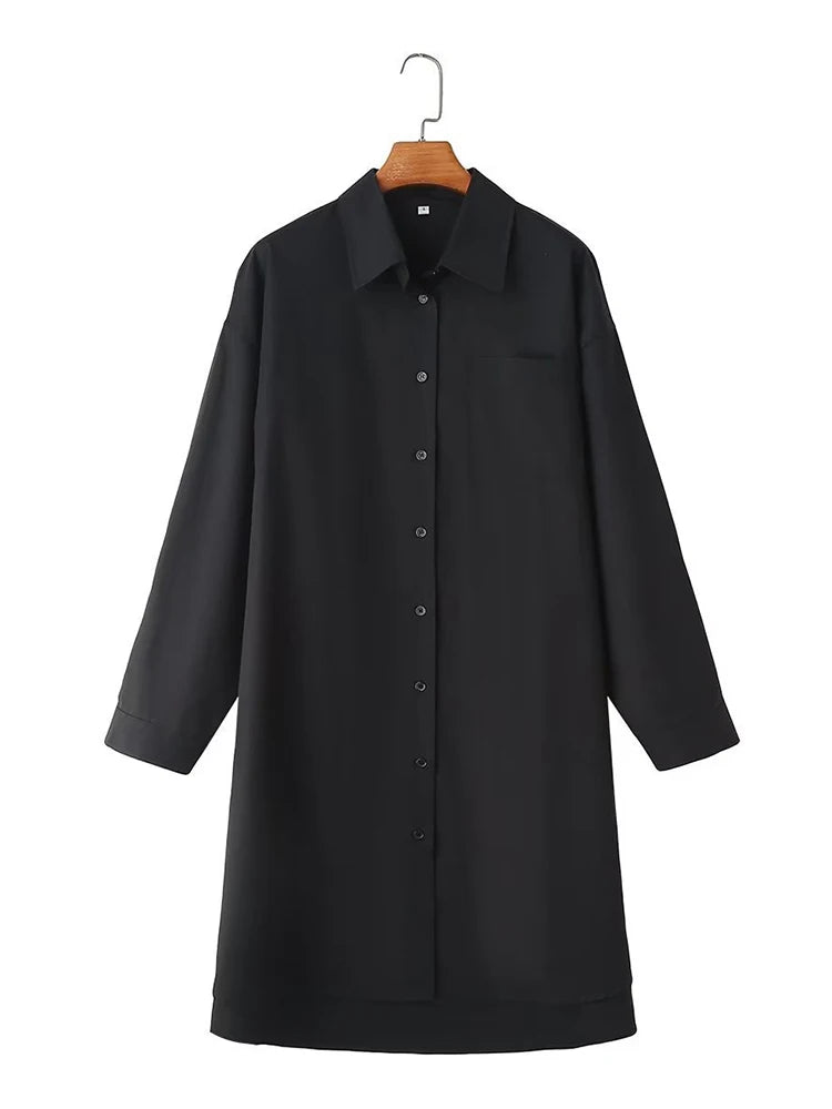 Polo Collar Long Sleeved Shirt Dress