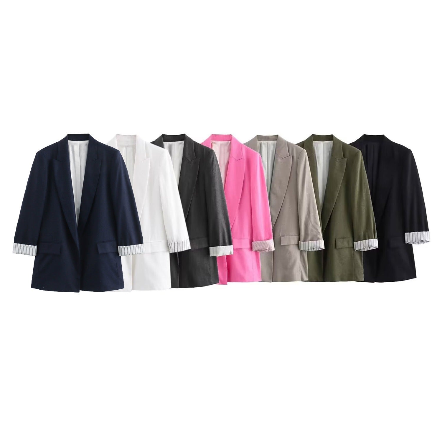 Pre Order: Linen Blended Rolled Sleeve Suit Jacket