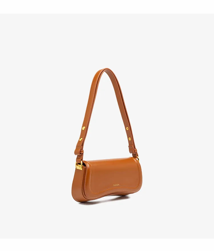 Magnetic Snap Flap Leather Bag