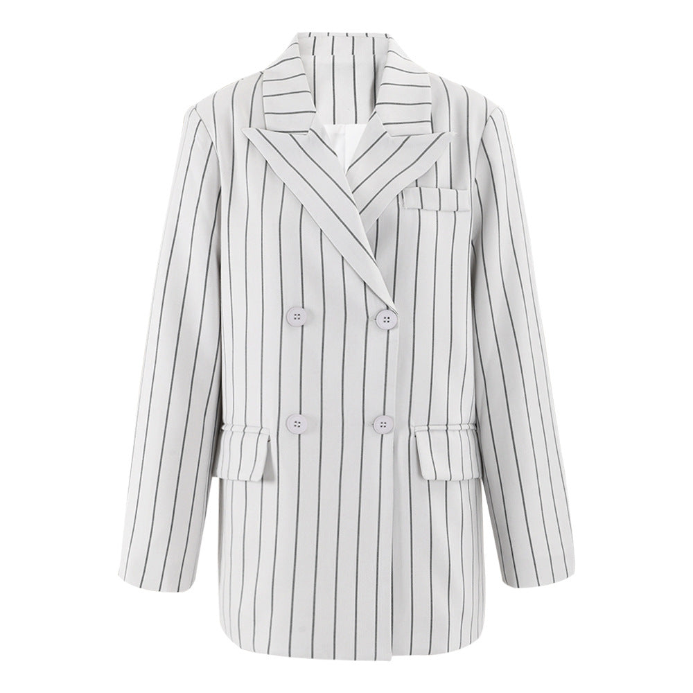 Striped Double Breasted Blazer