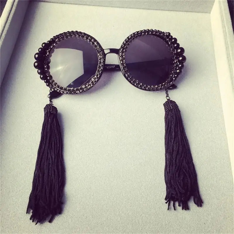 Pre Order:  Tasseled Faux Pearl Frame Sunglasses