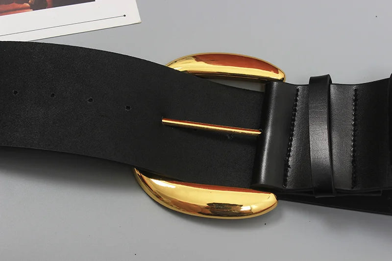 Pre Order:  Curved Buckle Wide Leather Belt