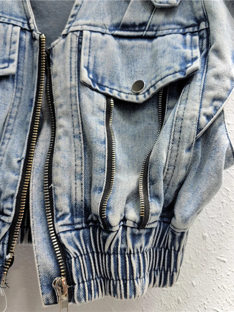 Retro Blue Washed Denim Vest