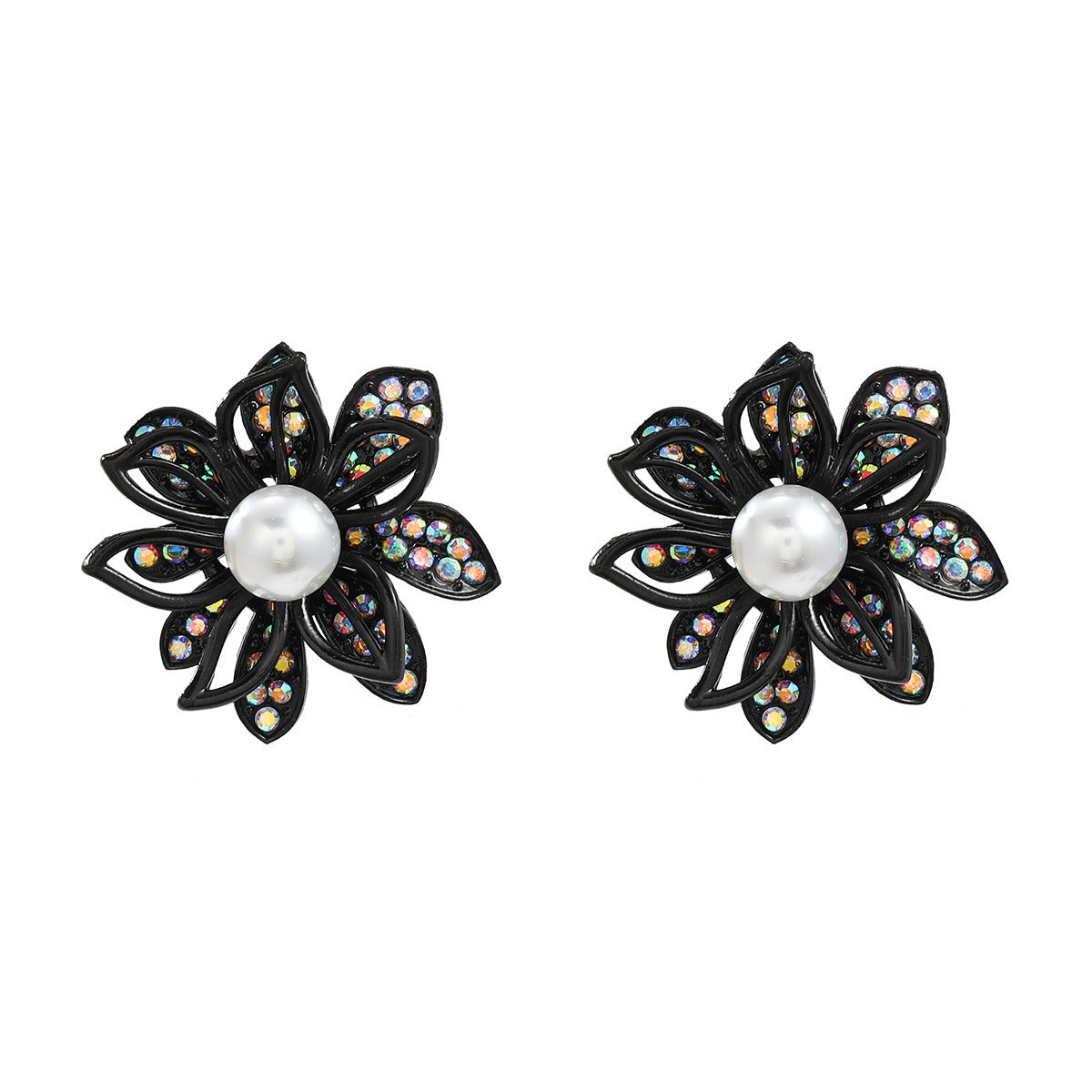 Pre Order:  Diamond Inlaid Floral Alloy Earrings