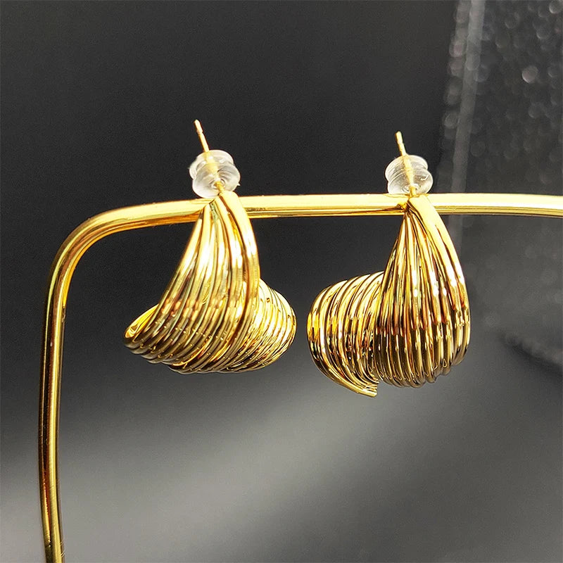 Pre Order:  Pleated Metal Stud Earrings