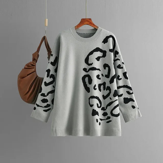 Pre Order:  Jacquard Leopard Knitted Sweater