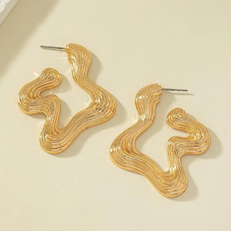 Pre Order:  Warped Textured Large Hoop Earrings