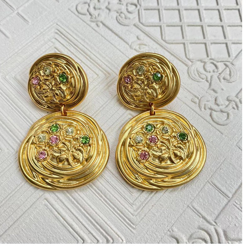 Pre Order:  Antique Flower Embossed Earrings