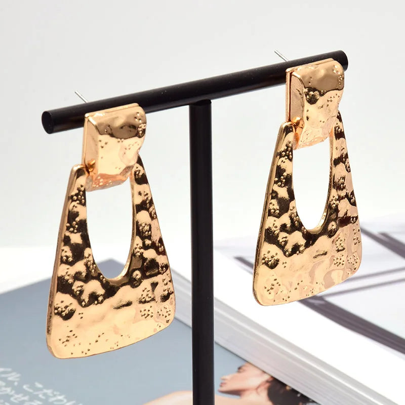 Pre Order:  Trapezoid Textured Metal Drop Earrings