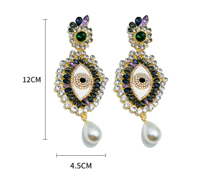 Pre Order:  3D Big Eyelashes Rhinestone Retro Earrings