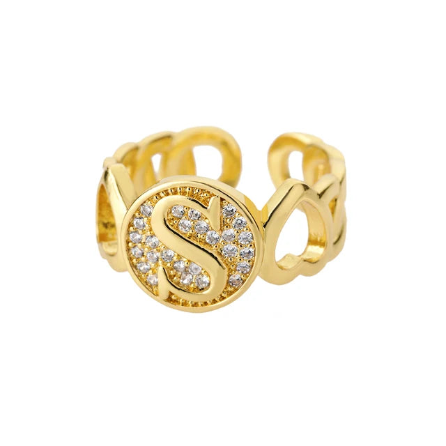 Pre Order:  Alphabet Gold Plated Resizable Ring