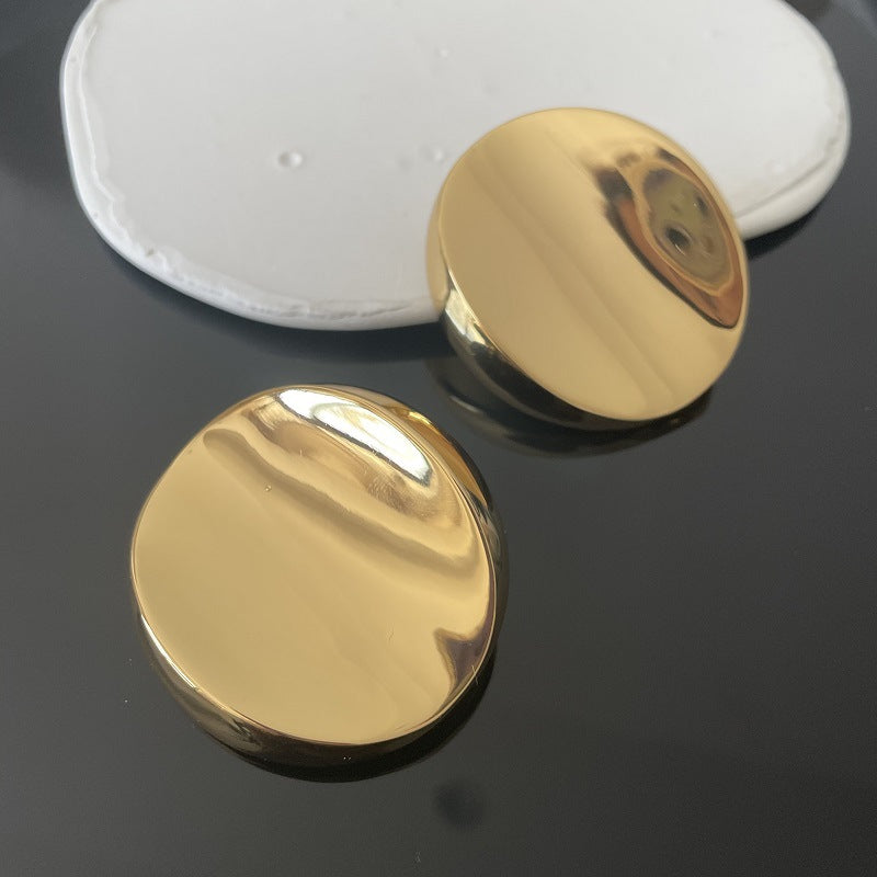 Pre Order:  Elliptical Gold Smooth Clip On Earrings